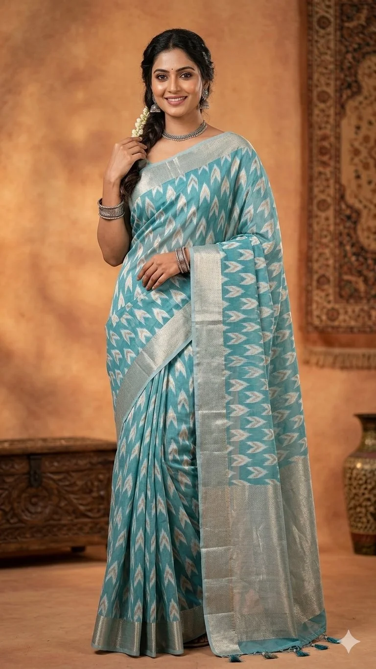 Pochampally ikkath cotton saree,
Which is very light weight and perfect drape to your body 4