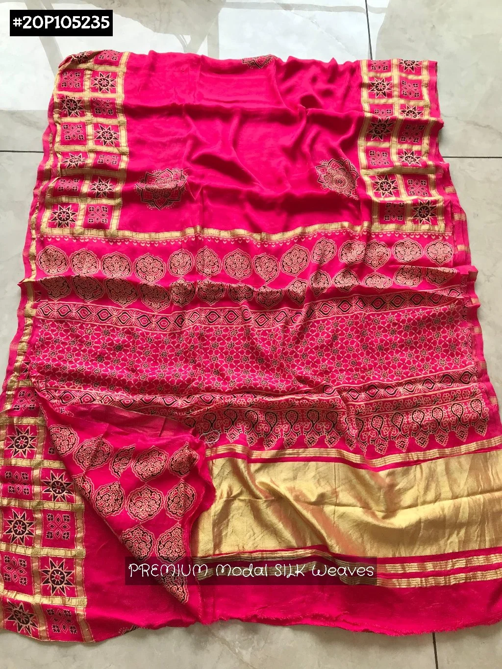 Mustard Premium Modal Silk Saree with Woven Pattern Border 4