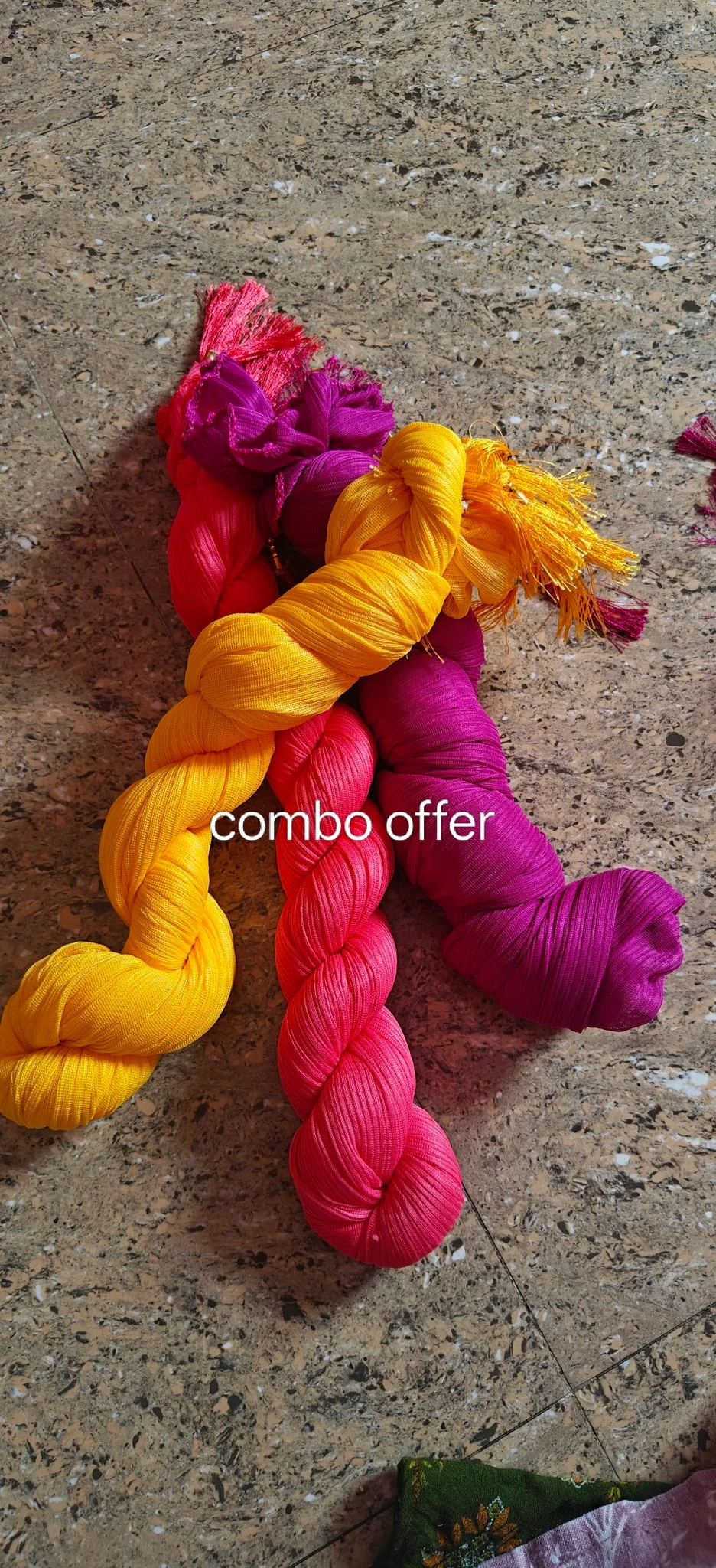 Vibrant Pink Blue Yellow Dupatta Combo Set thumbnail 5