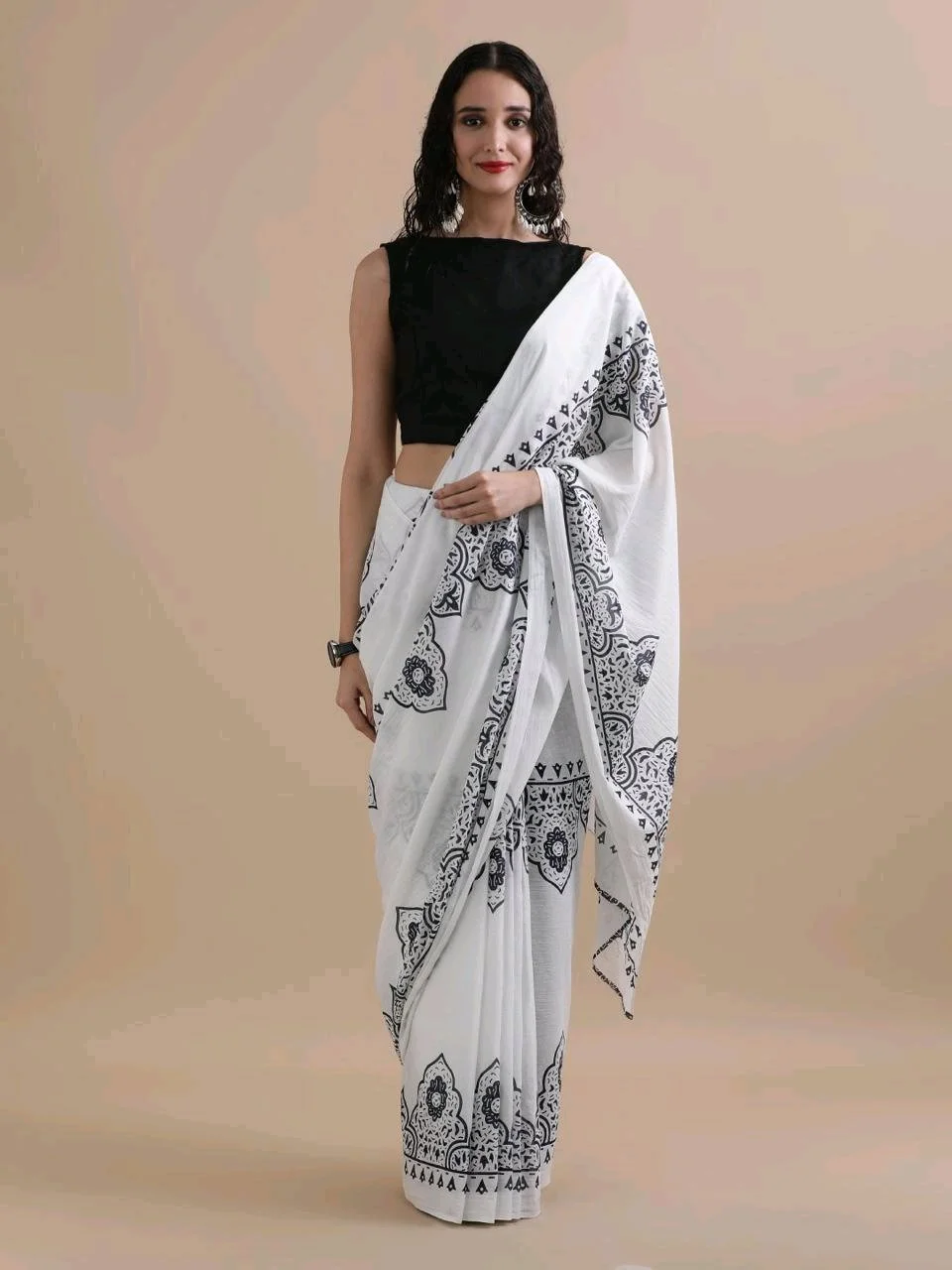 New updateBagru Block Print Cotton mulmul Sarees With Running Blouse Fabric:- Pure Mulmul (9280)Saree:-5.5m+ Blouse:- 1mPrice:- 700 9