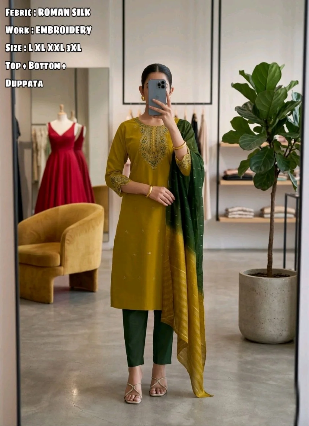 Designer Embroidered Kurta Set with Dupatta thumbnail 9