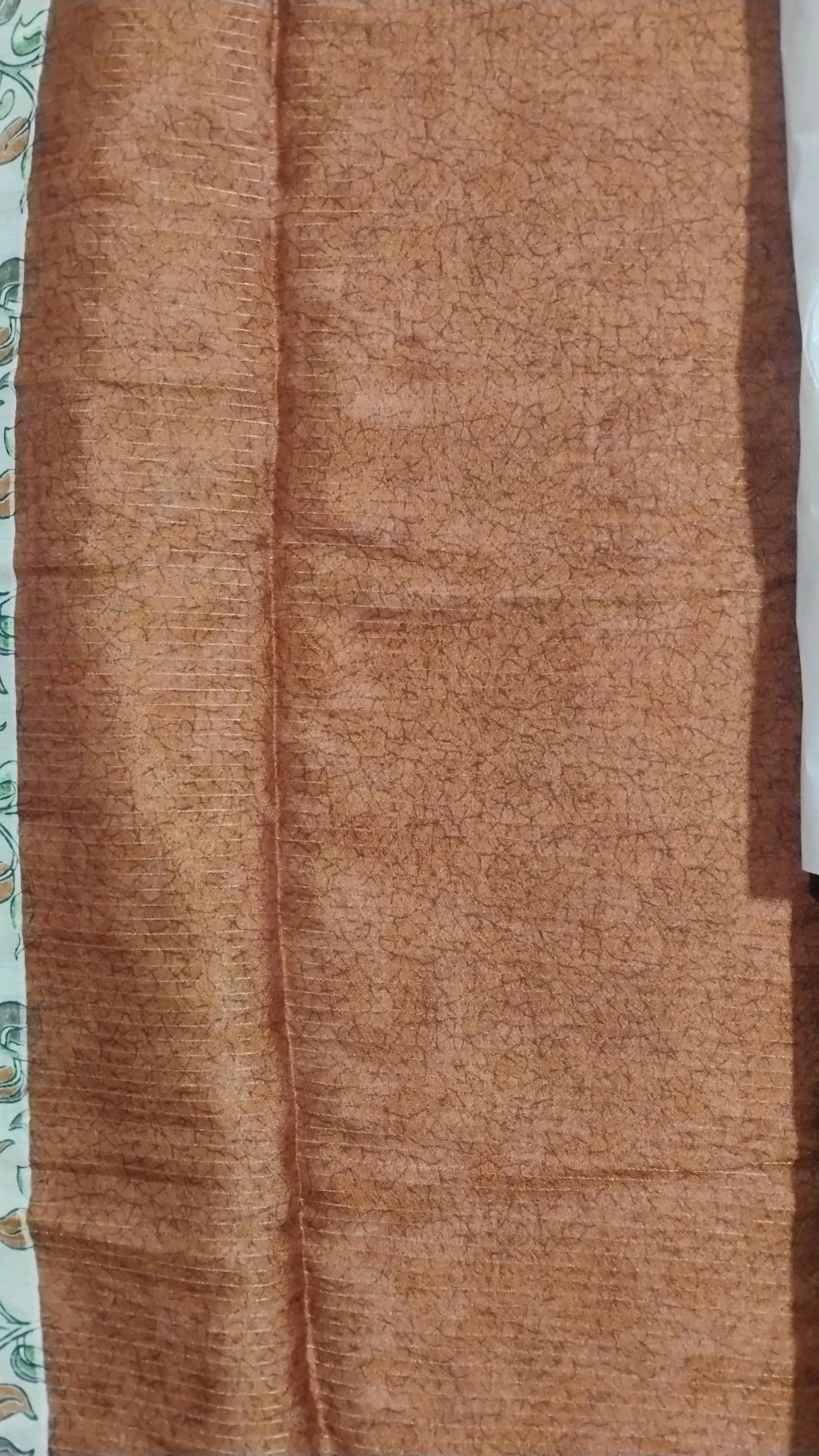 Cream Floral Print Silk Blend Saree with Orange Zari Border thumbnail 5