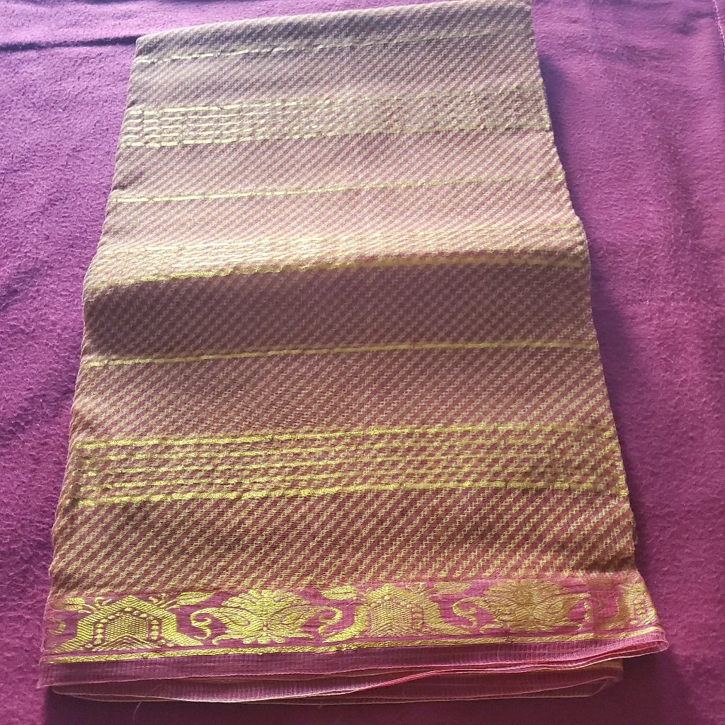 Rust Cotton Kota Saree with Gold Zari Weave 1