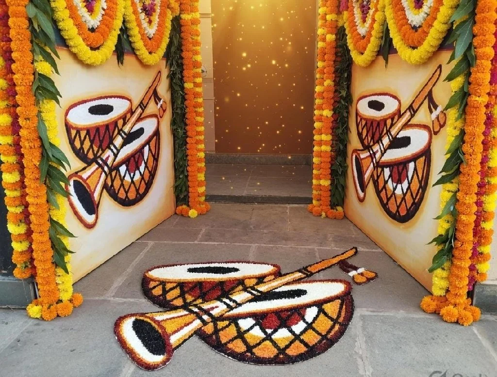 Dholak Shehnai Musical Instrument Rangoli Decor Set