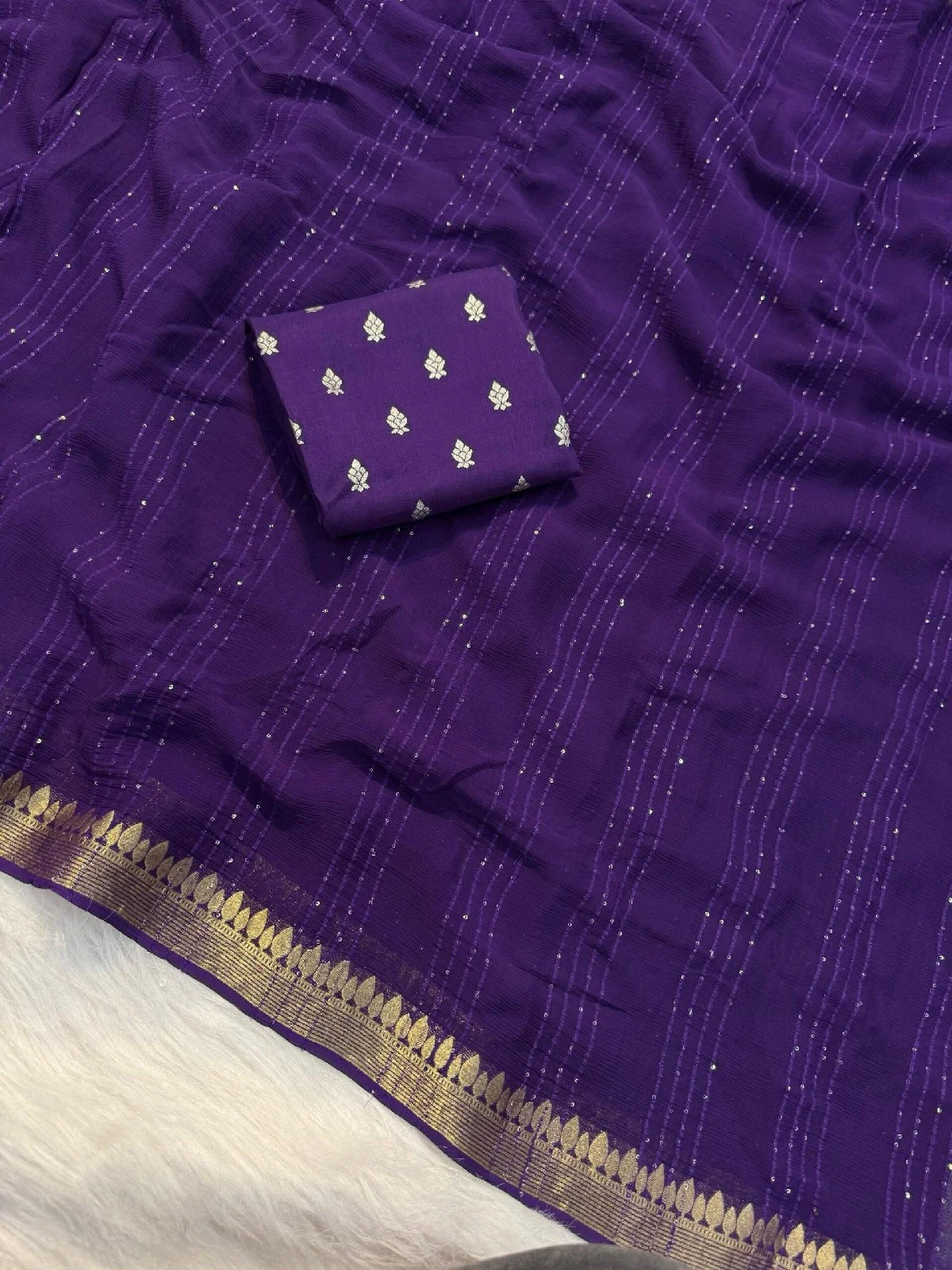 pure VISCOSE GEORGETTE sequence work sarees thumbnail 8