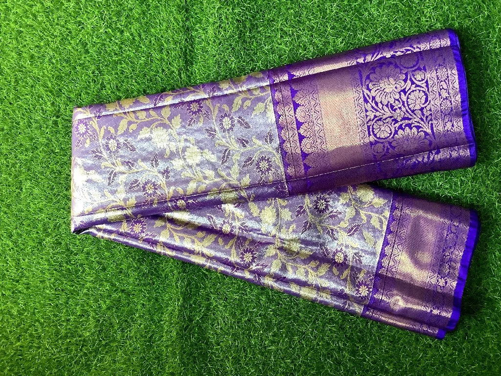 Purple Gold Zari Woven Silk Saree