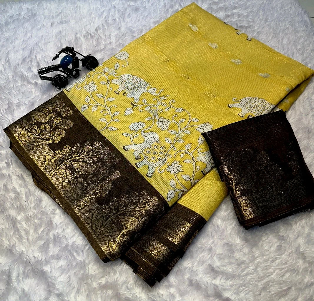 Mauve Tussar Silk Saree with Golden Zari Embroidery thumbnail 2
