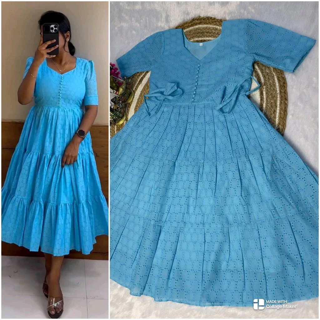 Tiered Frock Dress with Eyelet Pattern 7