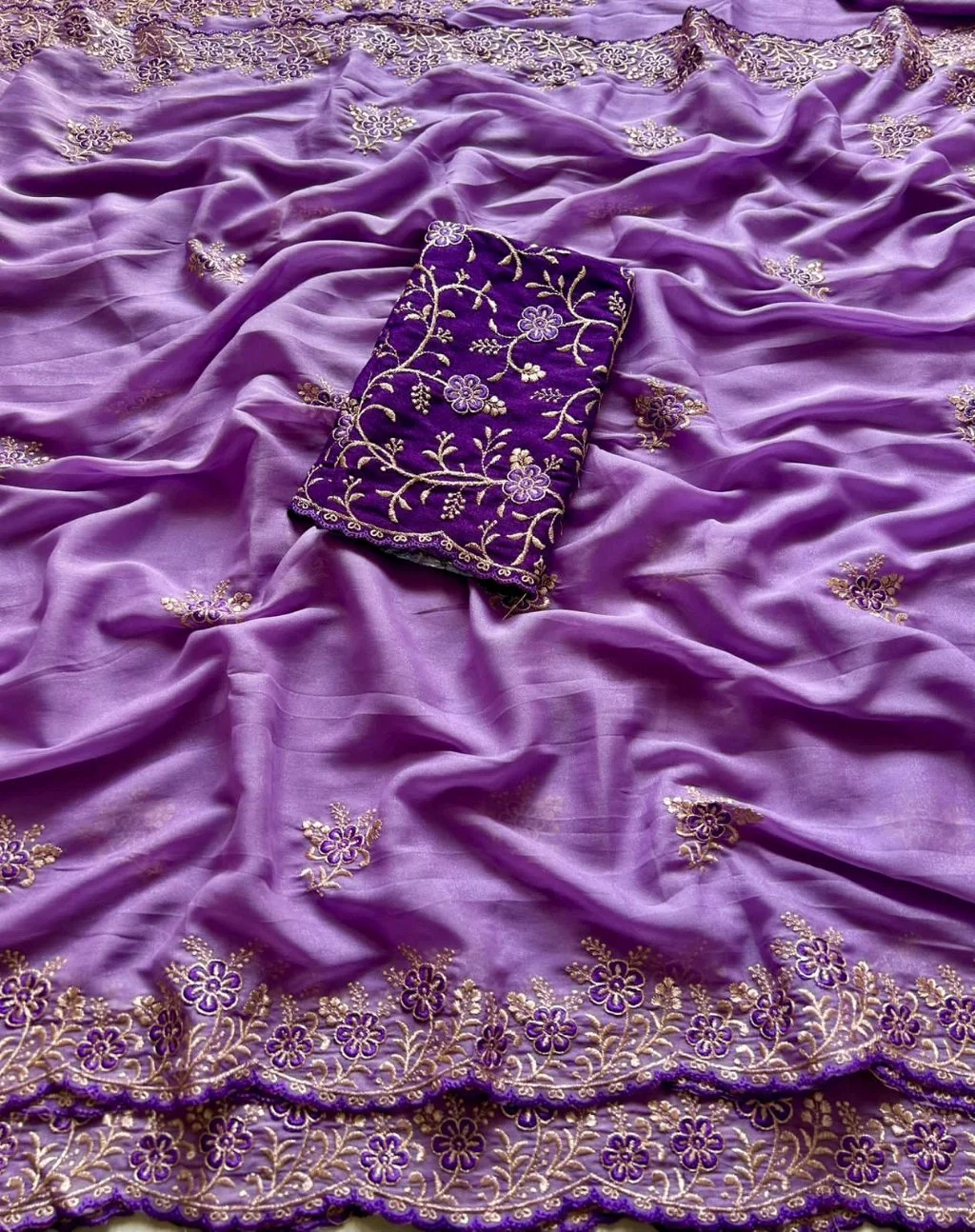 Embroidered Saree with Matching Blouse 4