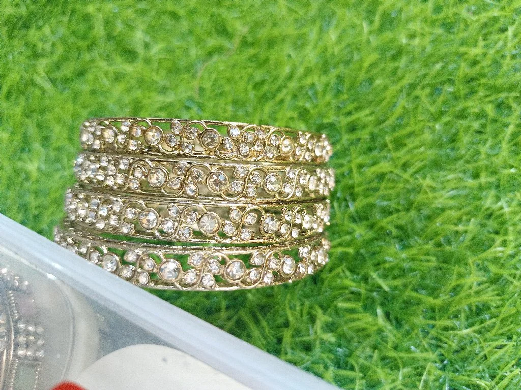 Gold Toned Stone Studded Bangles Set