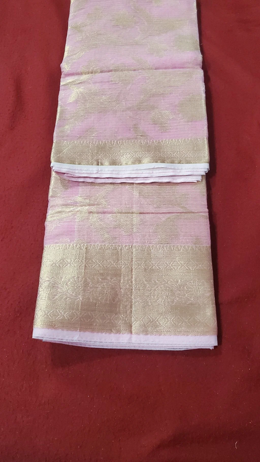 Light Pink Saree with Gold Zari Weave 1