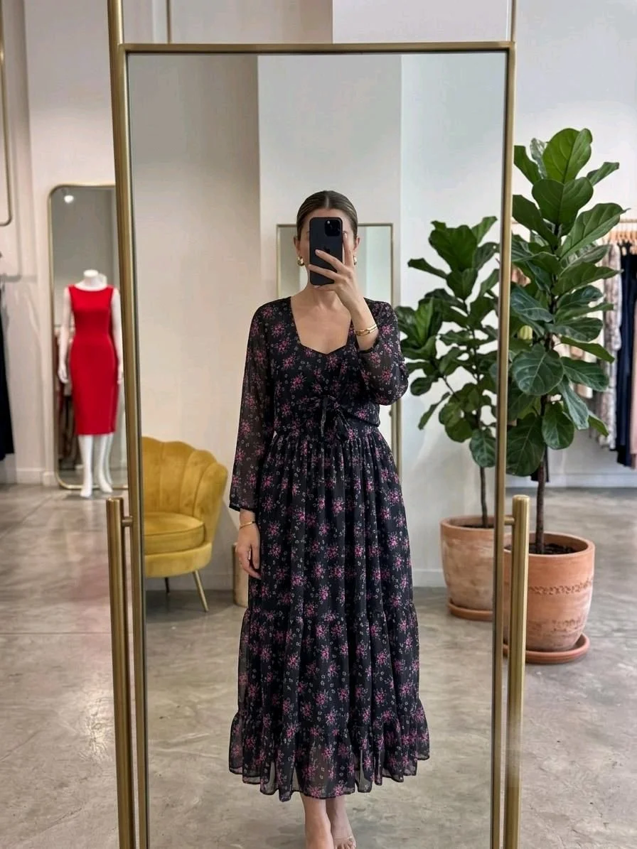 Floral Tie Front Tiered Maxi Dress thumbnail 2