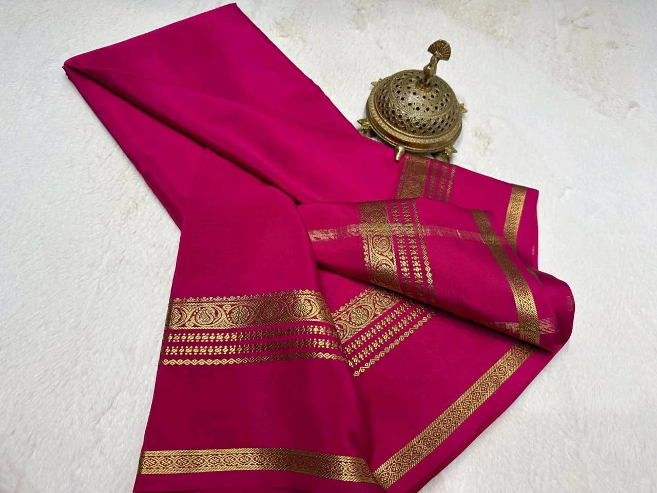 Mysore Silk Saree Collection with Gold Zari Border 7