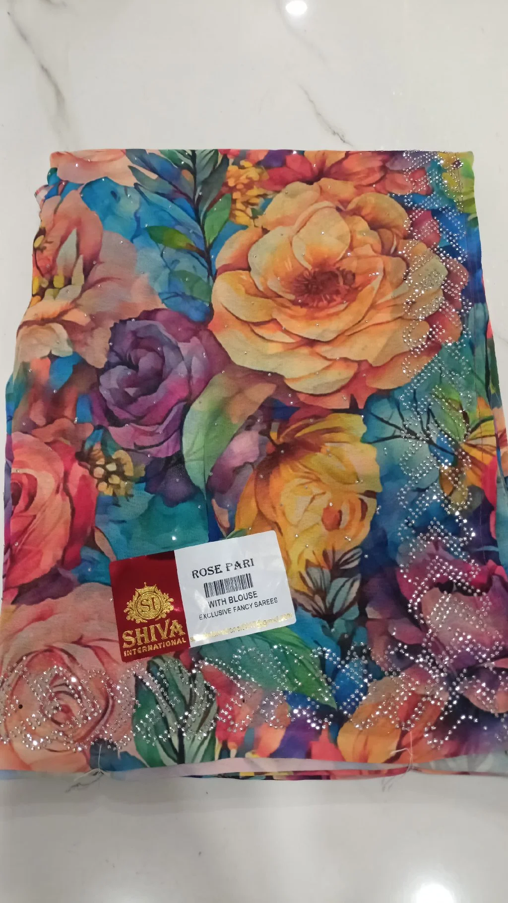 Shiva International Rose Pari Floral Fancy Saree with Blouse