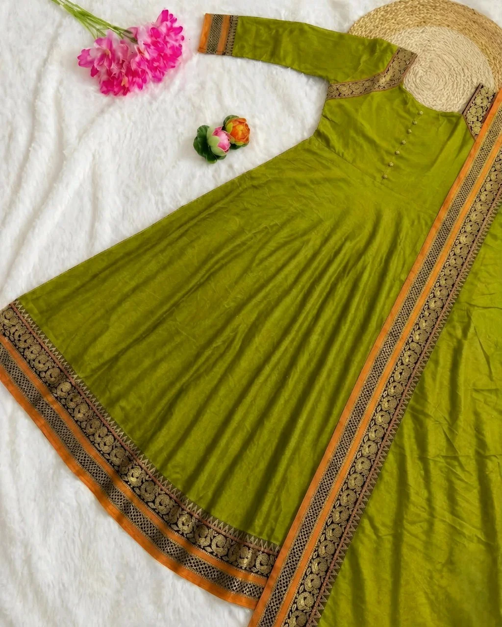 Anarkali Kurtas with Gold Border 5