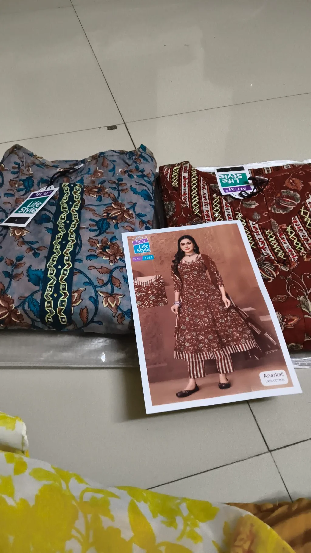 MCM Life Style Floral Anarkali Cotton Suit Set