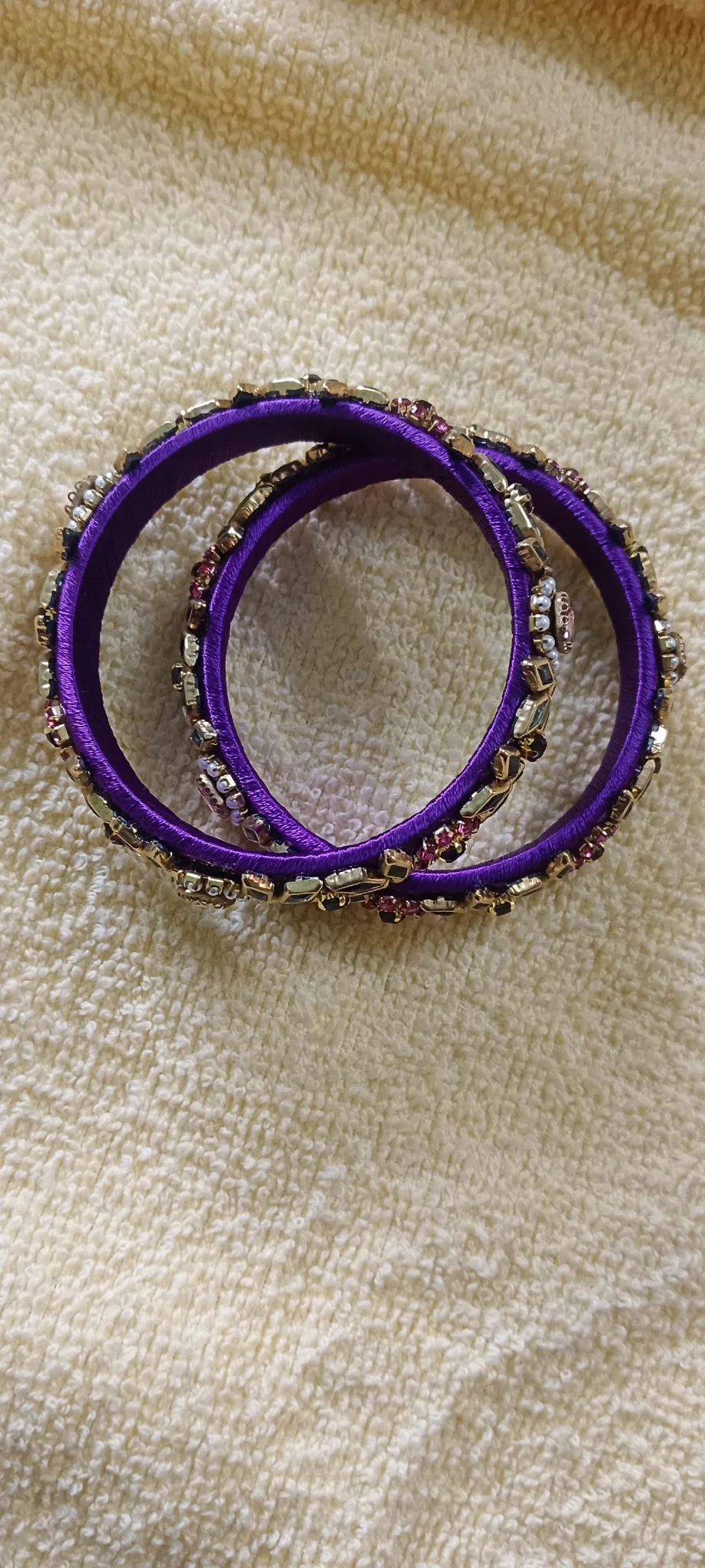 Royal Purple Silk Thread Stone Bangles (Handmade) thumbnail 3