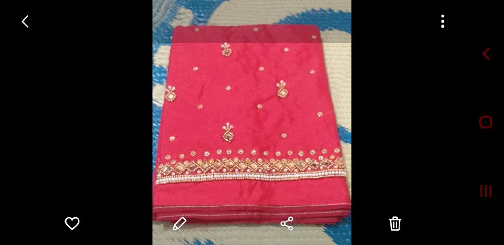 Red Maggam work blouse piece