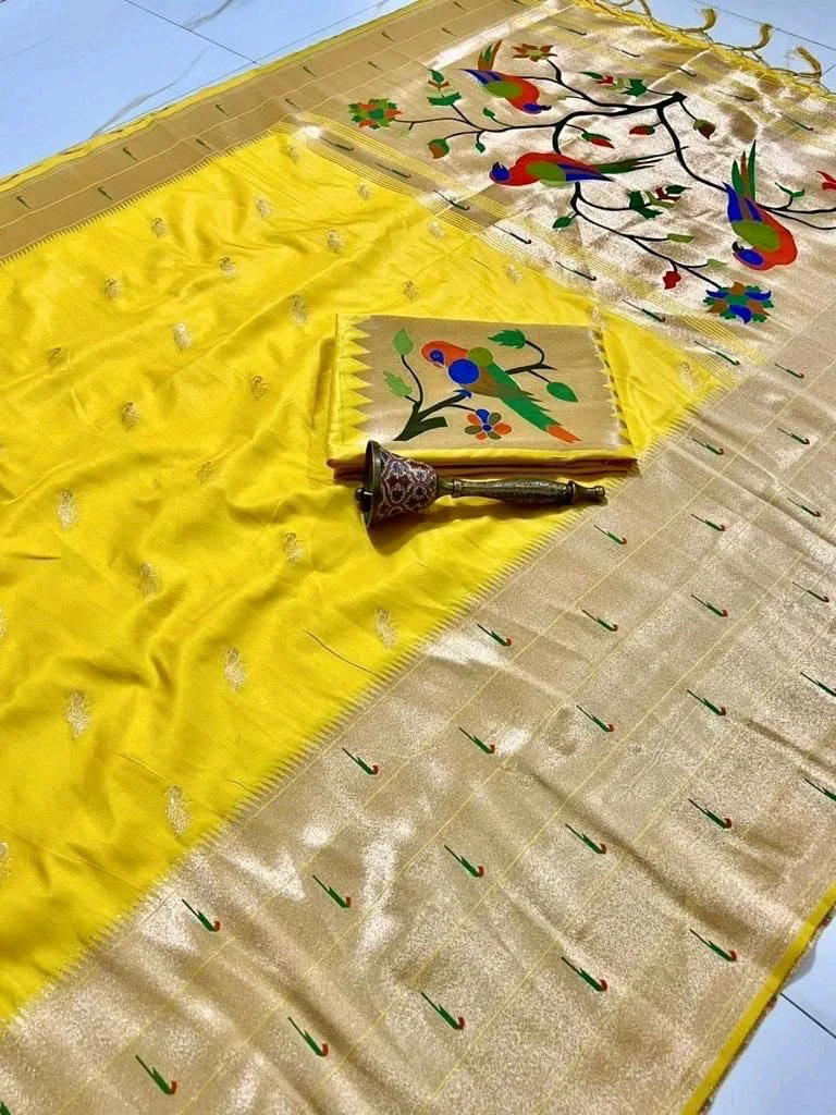Paithani Silk Saree with Bird Motifs 1