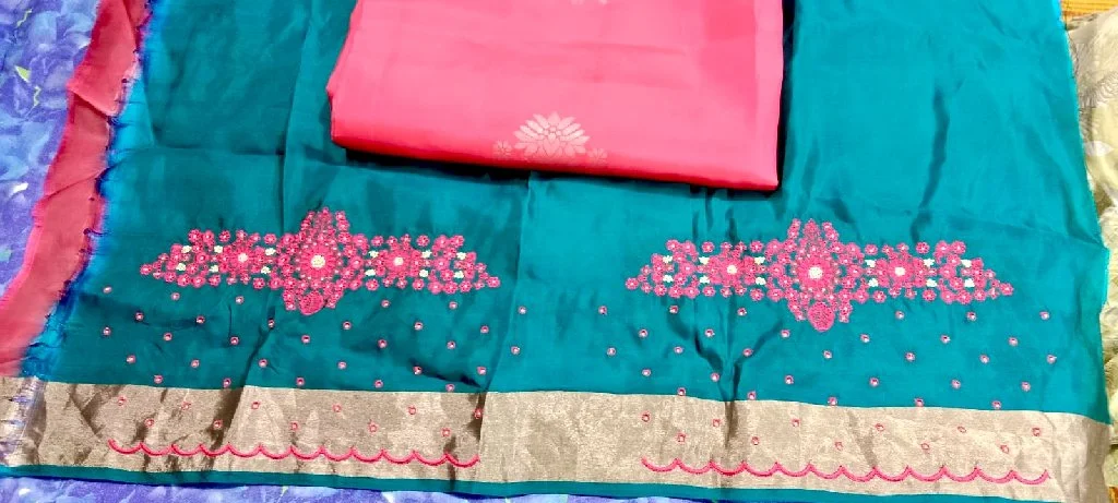 Cut Work Computer Embroidered Dress Material Set