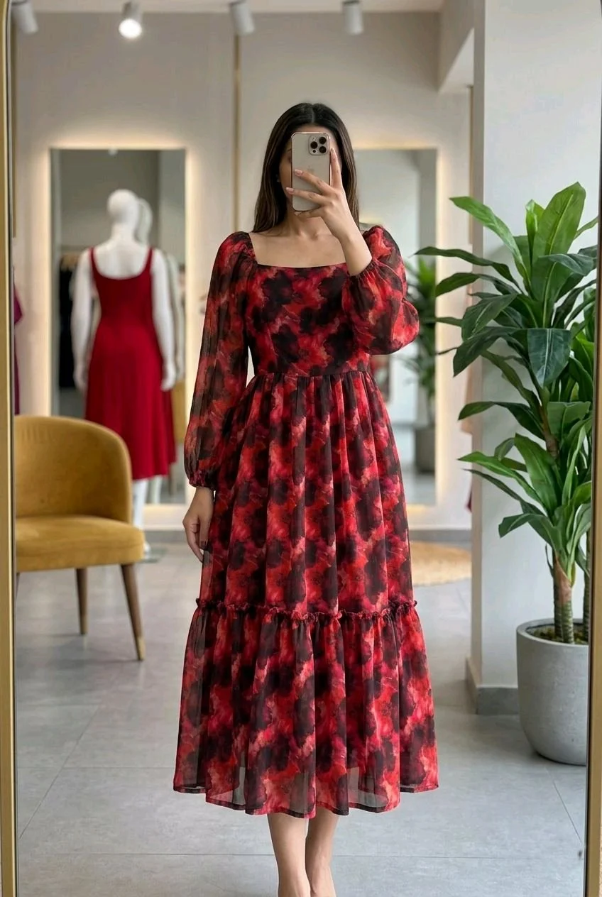 Floral Print Long Sleeve Maxi Dress 8