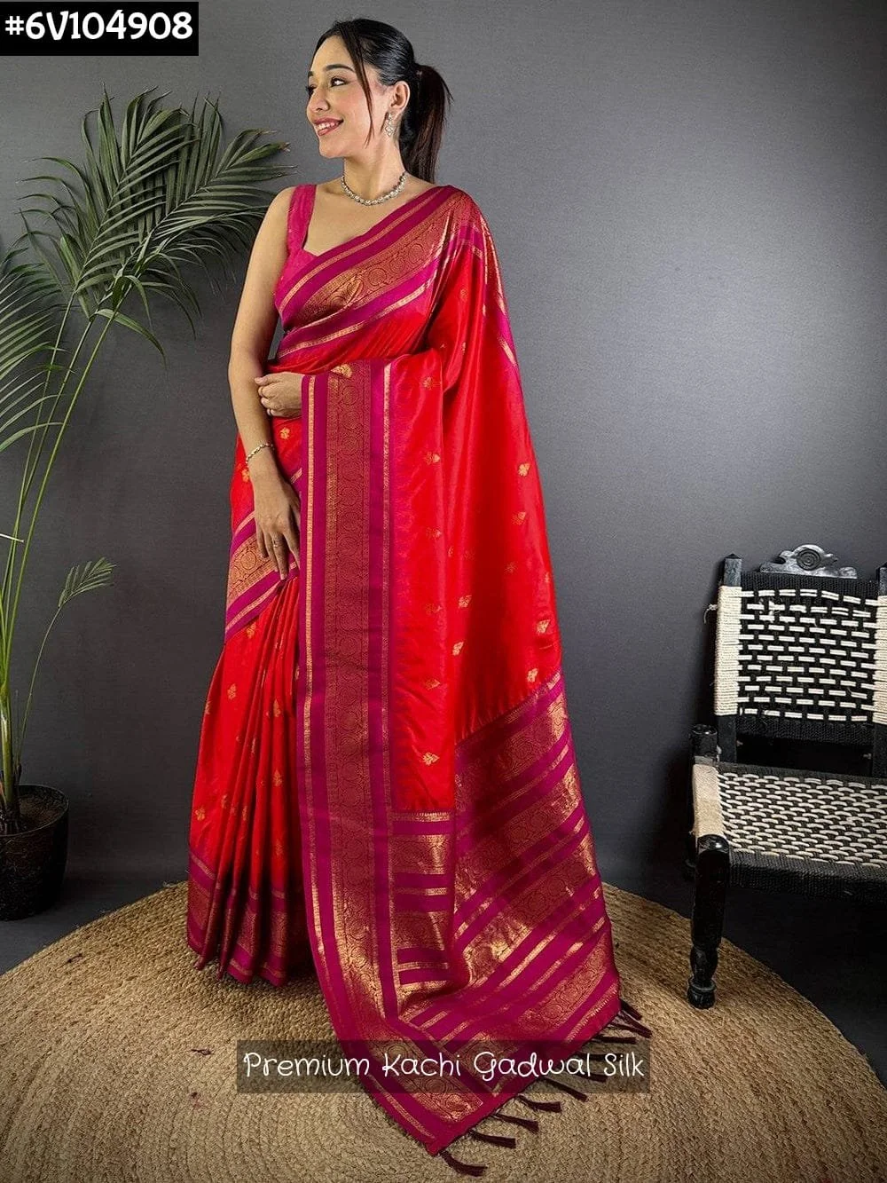 CF® Saree's Launching Premium Soft kanchi Gadwal Silk #6V103777Fabric : Presenting you all the most demanded kanchi soft gadwal silk saree with woven zari buttas along with contrast weaving Gap zari border and rich pallu Blouse- contrast running blouse Measurements : Saree 5.5Mtrs and Blouse 0.8 Mtr Wow Price @ 2150 Free Ship We Promise PQR Price Quality and Range Singles and multiples available Note - colors may vary slightly due to photography and display strictly no exchange or return for color variations unpacking video must for any sort of complaint 2