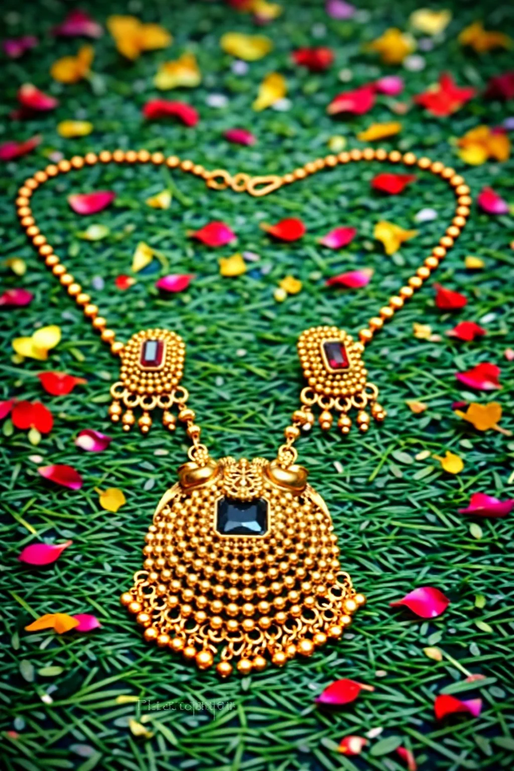 Gold Toned Traditional Temple Necklace Set thumbnail 5