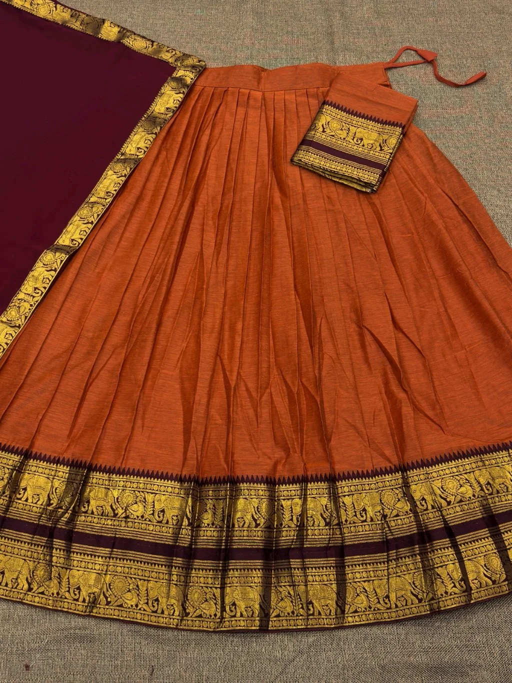 Traditional Silk Blend Lehenga Set with Zari Border 2