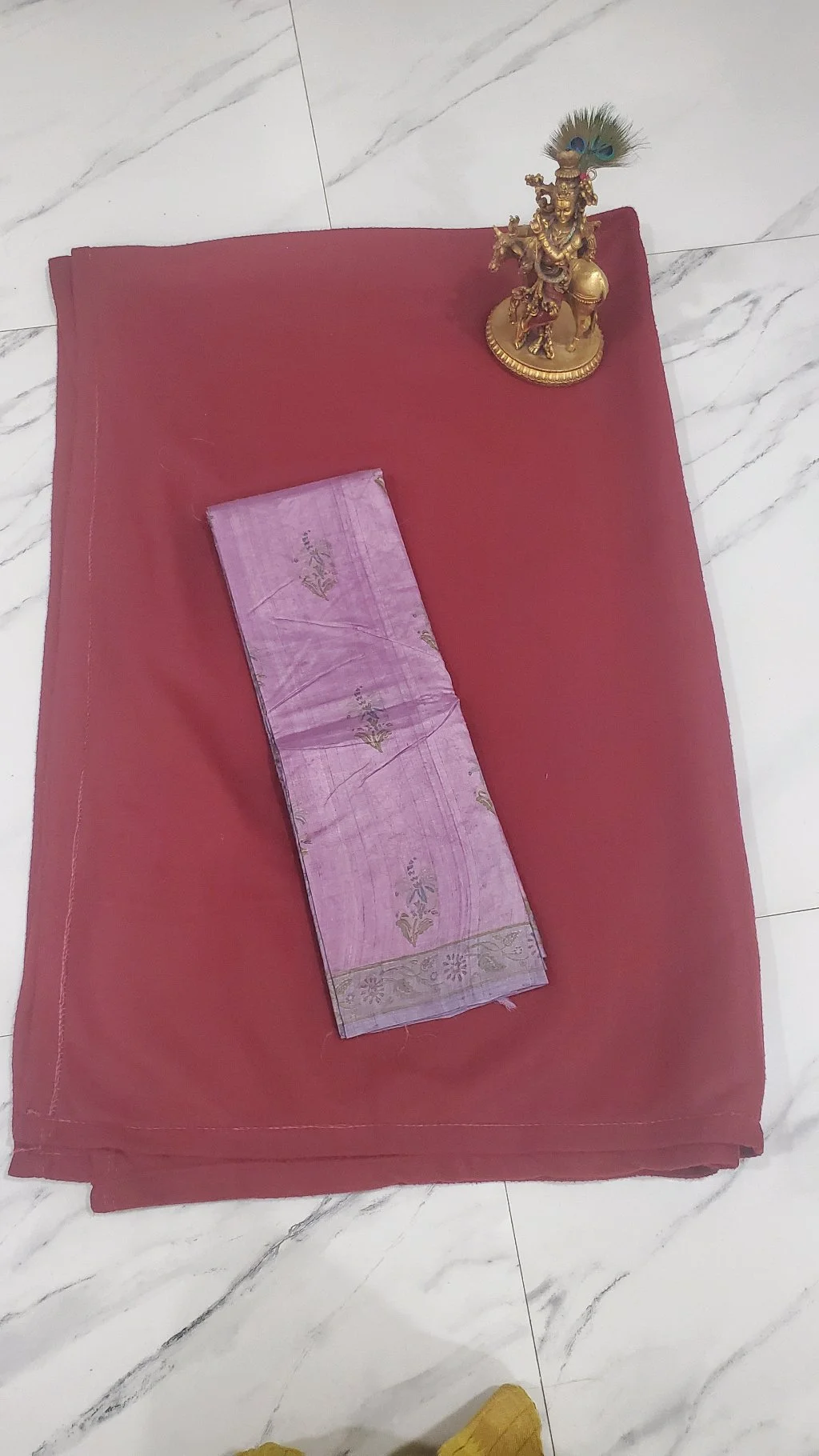 Levender Tusser Saree with మల్టీ Colour Print. thumbnail 1