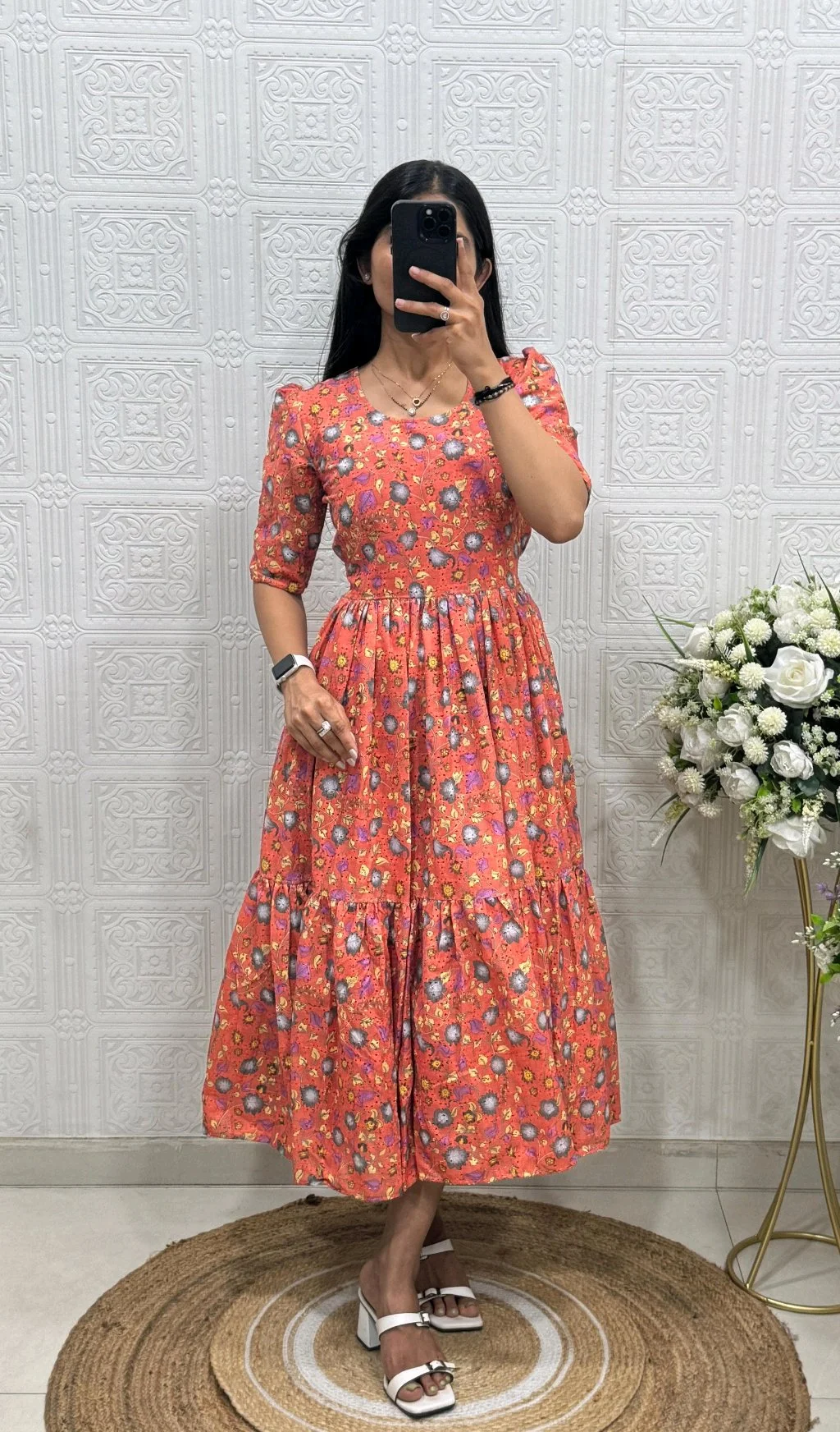 Floral Tiered Maxi Dress with Puff Sleeves 3