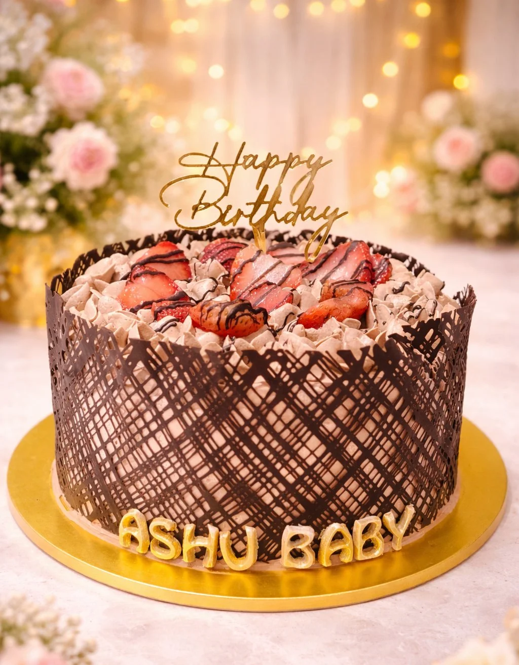 Chocolate Strawberry  Birthday Cake