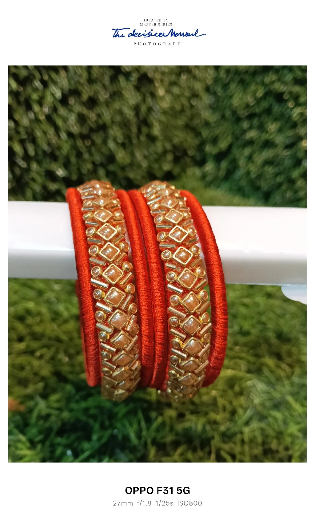 Red Silk Thread Bangles with Gold Bead and Pearl Embellishments