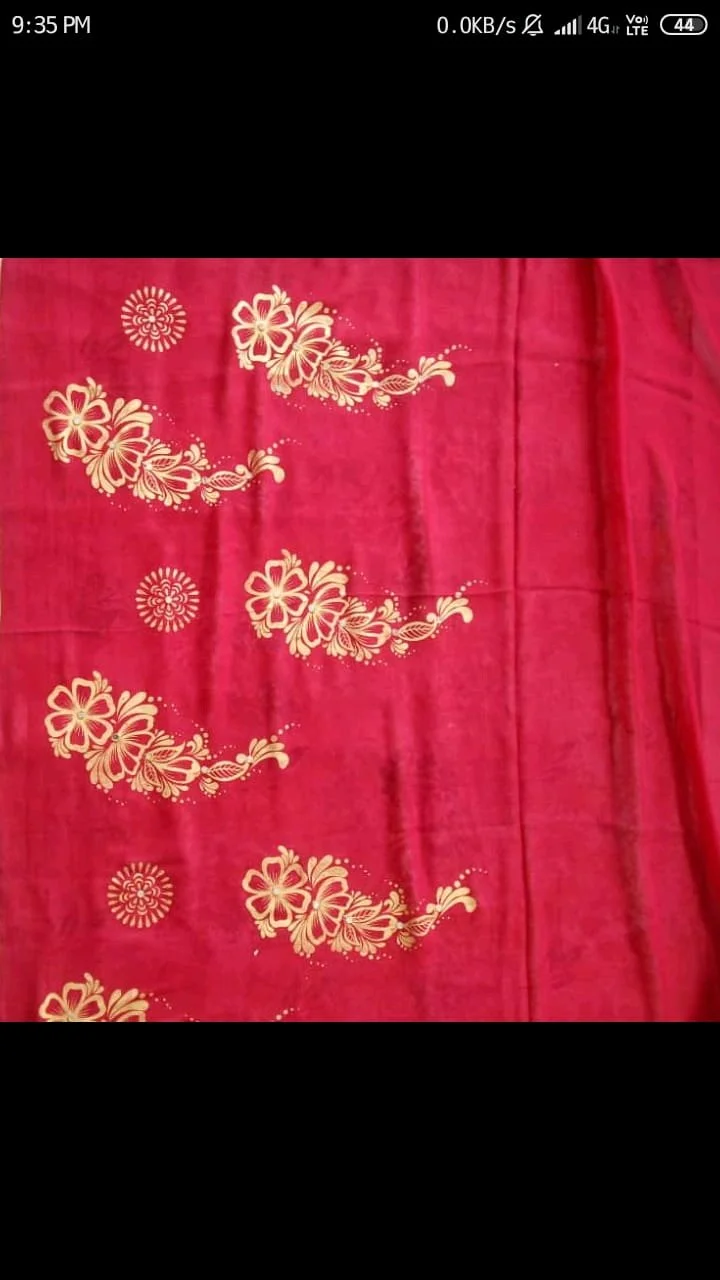 White Floral Block Print Fabric 3