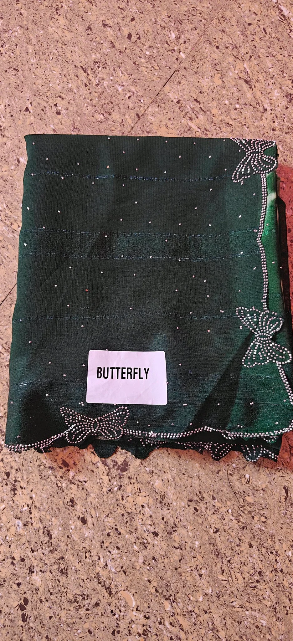 Dark Green Butterfly Motif Saree with Swarovski Stone Work 6