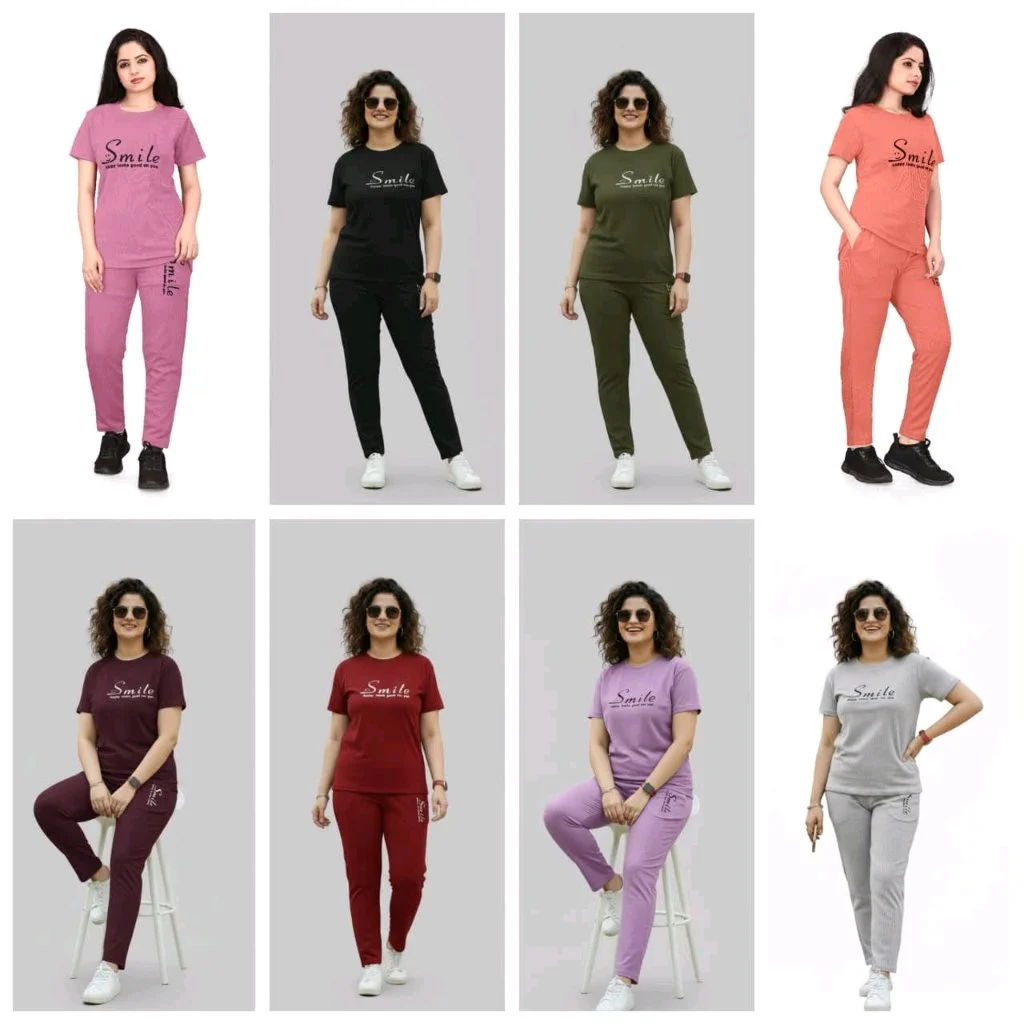 Smile Print T-shirt and Track Pants Set 9