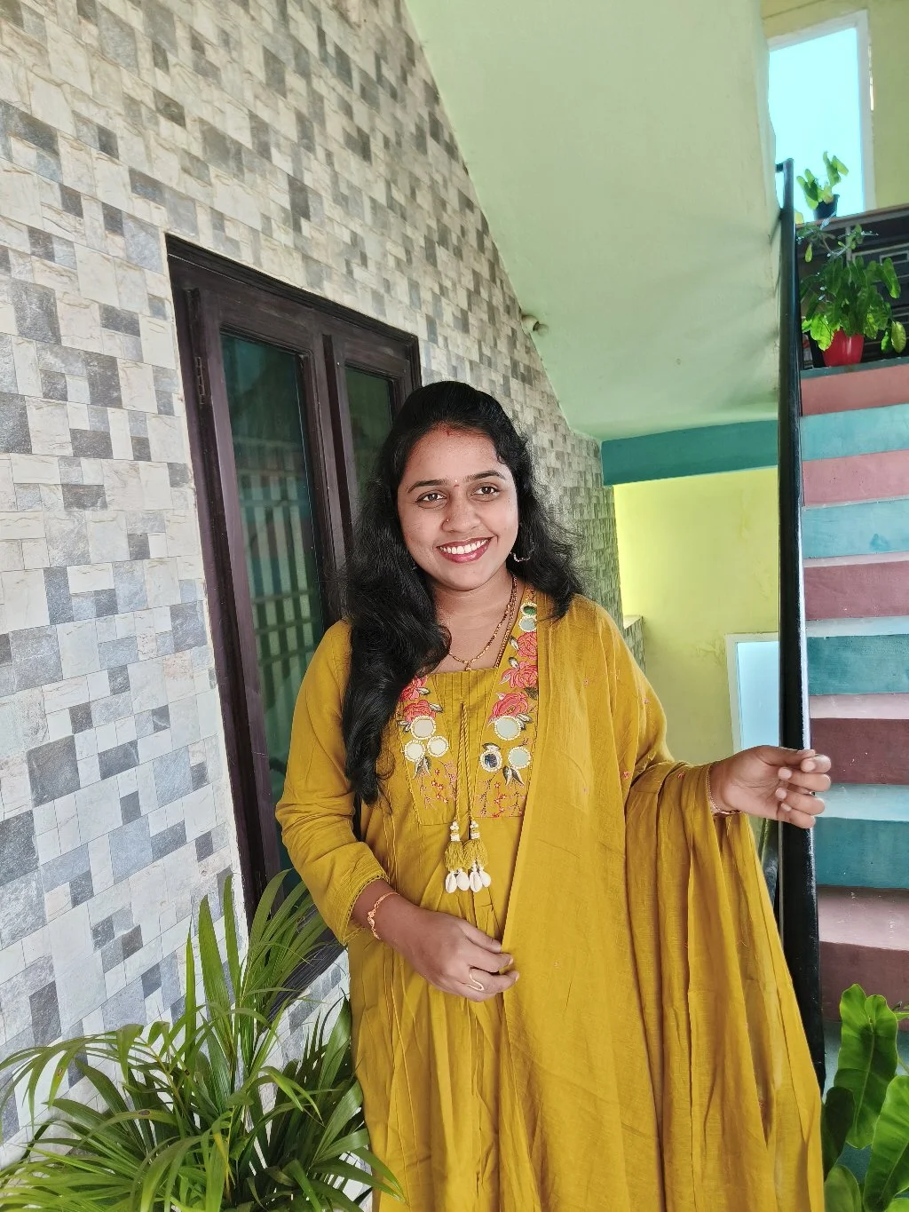 Mustard Yellow Embroidered Kurta Set with Floral and Mirror Work