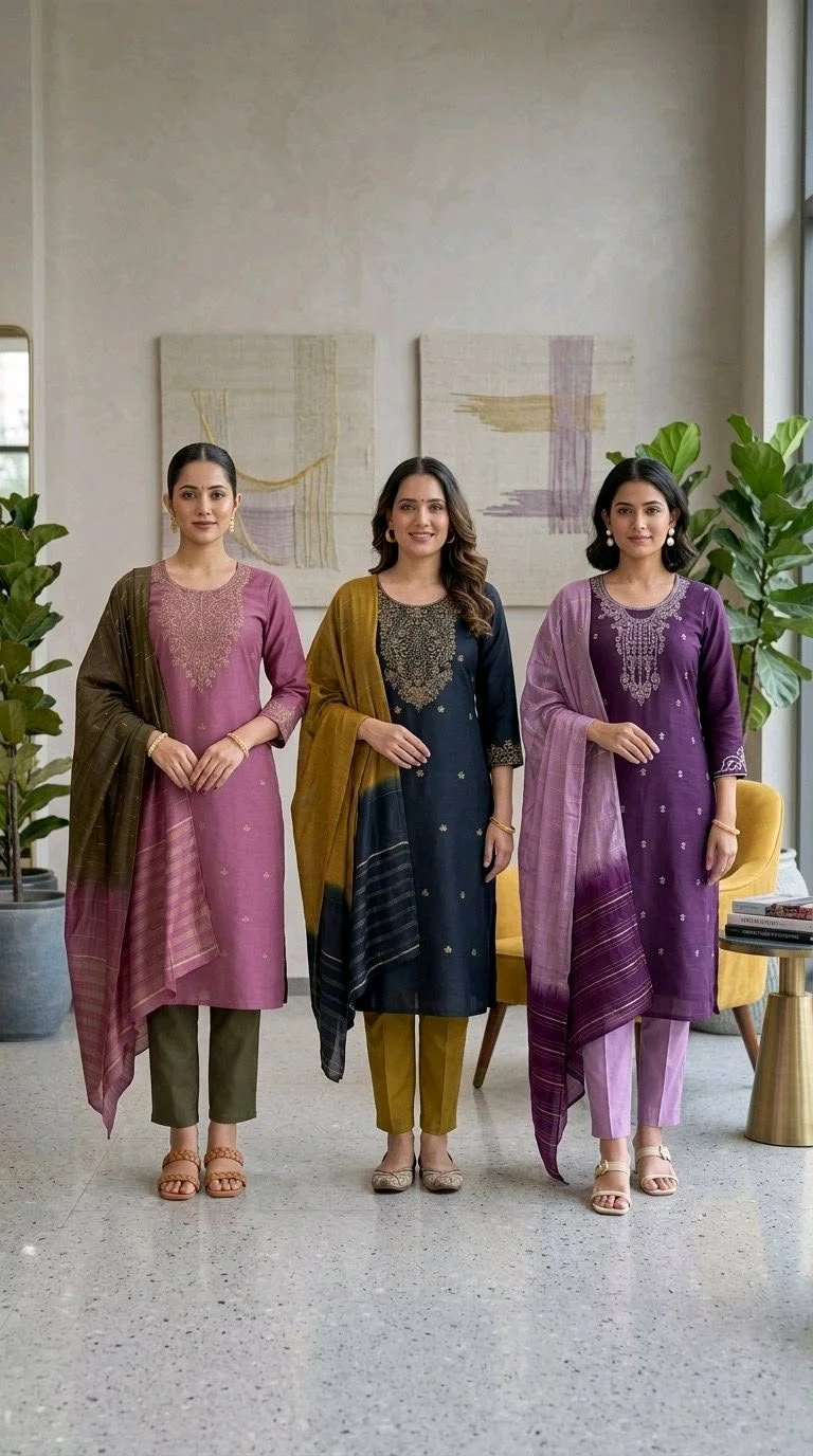 Designer Embroidered Kurta Set with Dupatta thumbnail 3