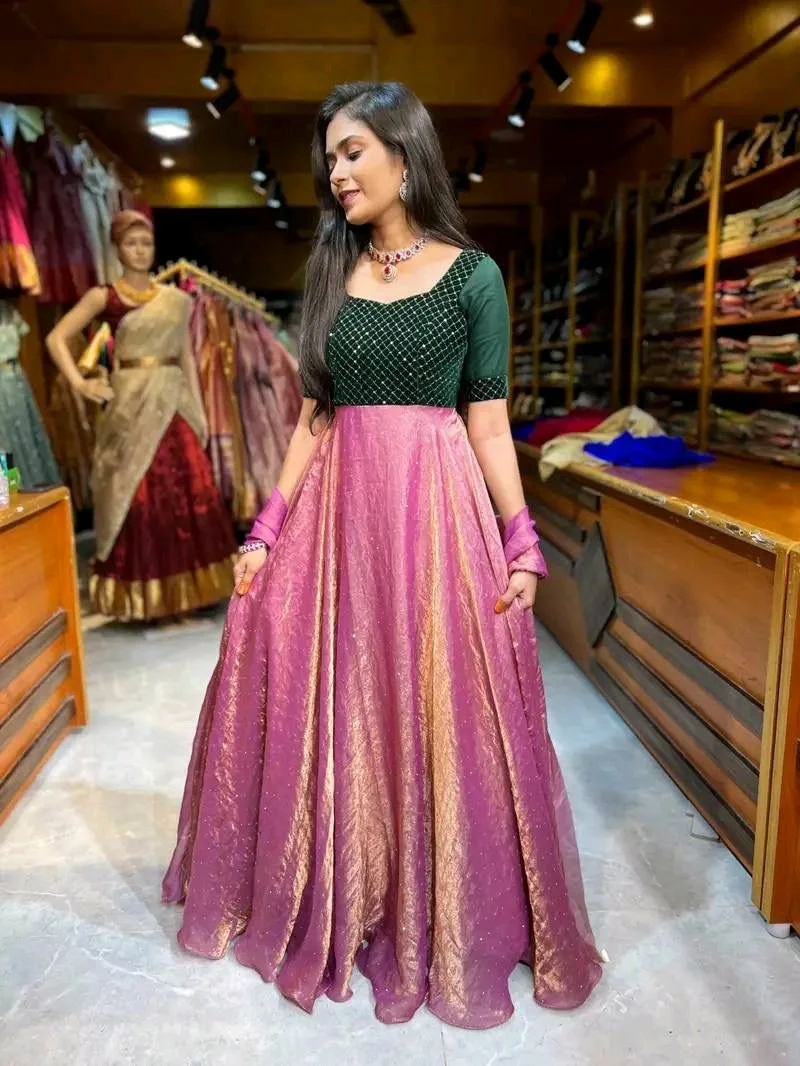 Space Silk Anarkali Dress 6