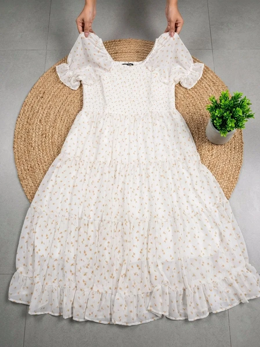 Plus Size Floral Smocked Tiered Maxi Dress 7