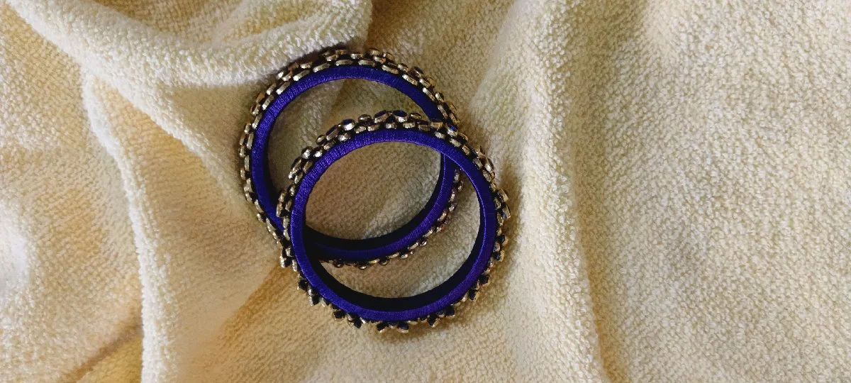 Royal Sapphire Lotus Silk Thread Bangles thumbnail 2