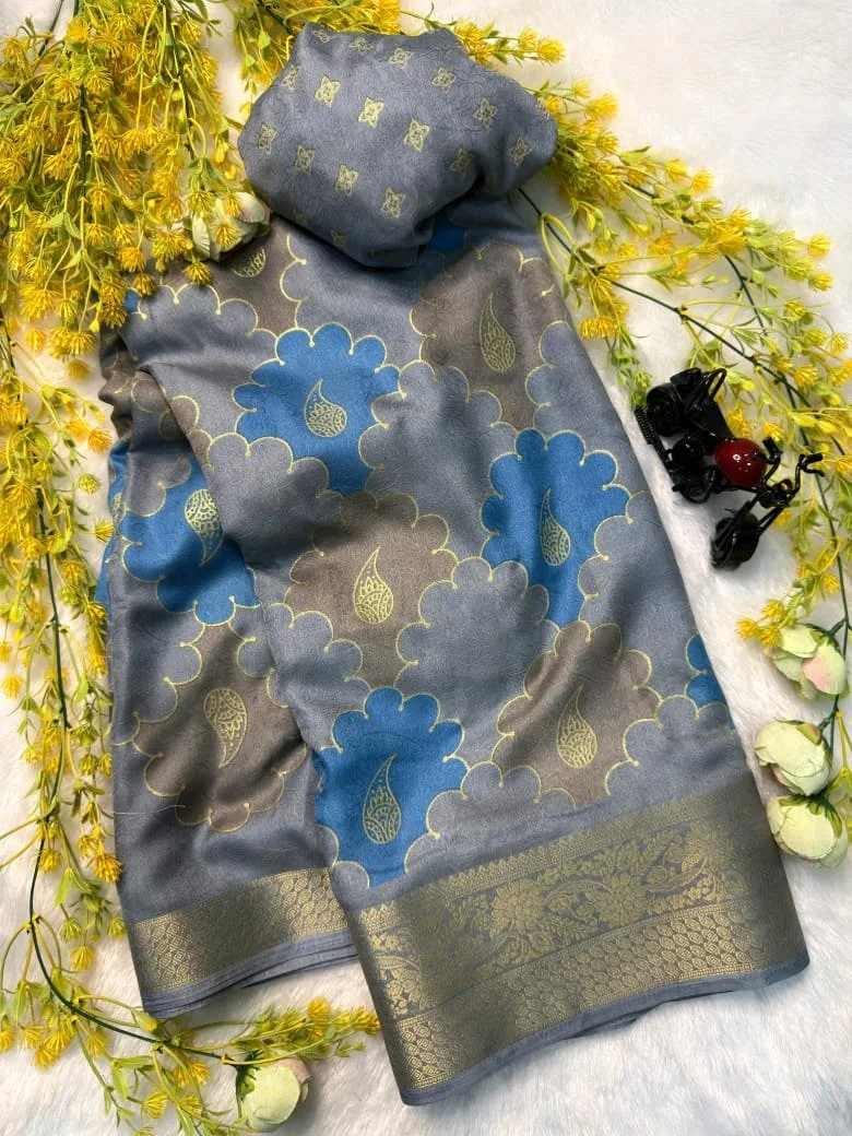 Marsh Mellow Sarees With Blouse Piece 3