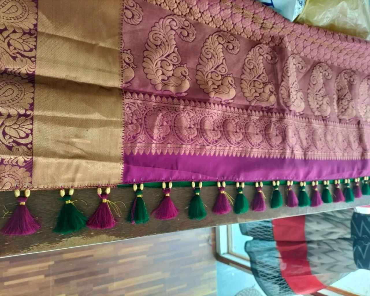 Elgant Saree Tassels with Gold Beads