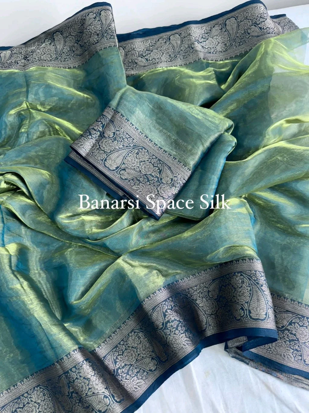 Banarasi Space Silk Saree Collection with Gold Zari Border 3