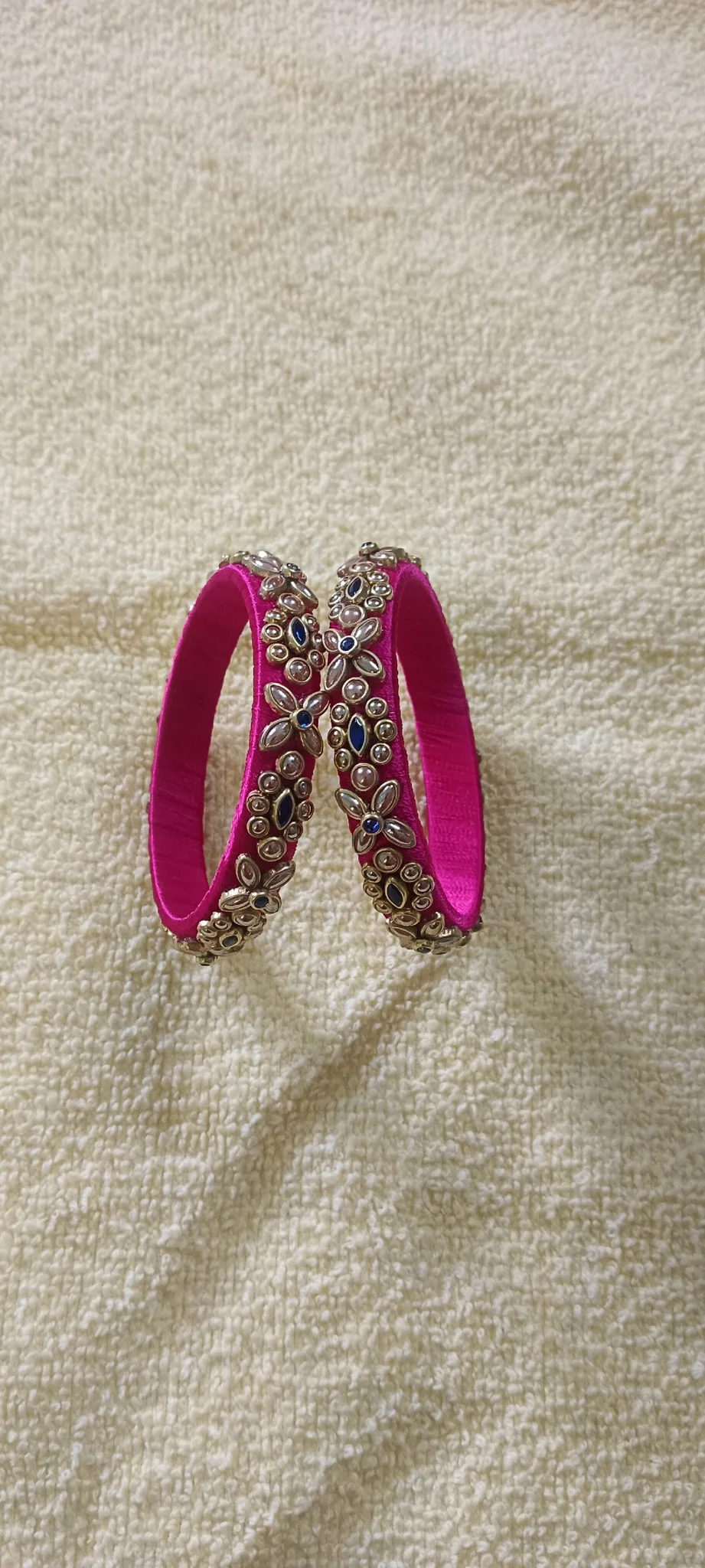 Bridal Pink Silk Thread Stone Bangles (Handmade) thumbnail 7
