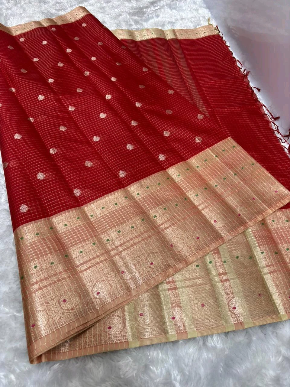 Semi Katan Sift Silk Banstadi Saree 6