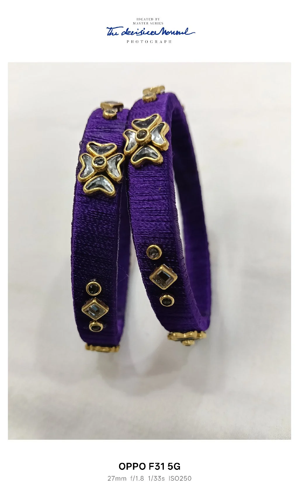 Purple Silk Thread Bangles with Kundan and Stone Embellishments