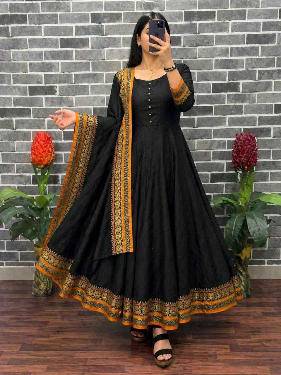 Anarkali Kurtas with Gold Border 6
