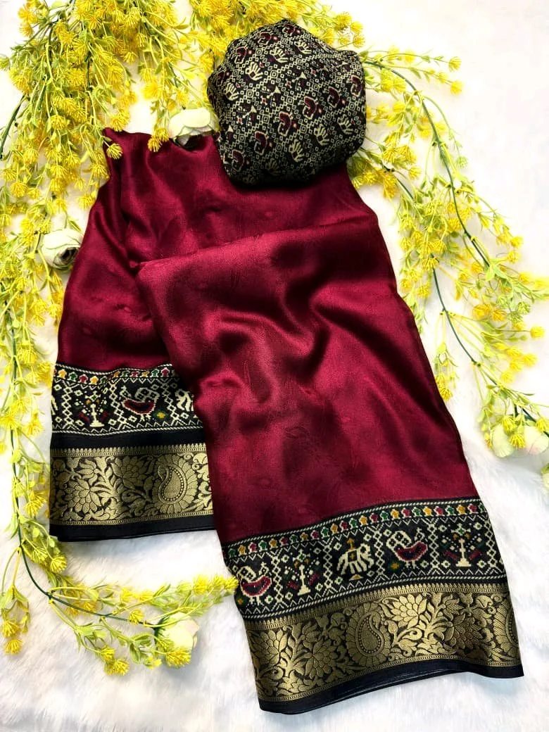 New Ajrakh Nevy Marsh Mellow Self Saree thumbnail 3