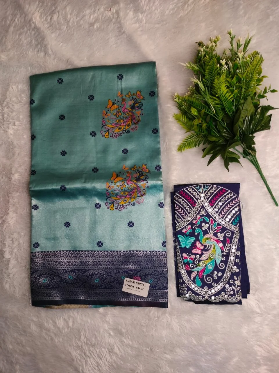 Pari Silk Saree with Peacock and Butterfly Motifs