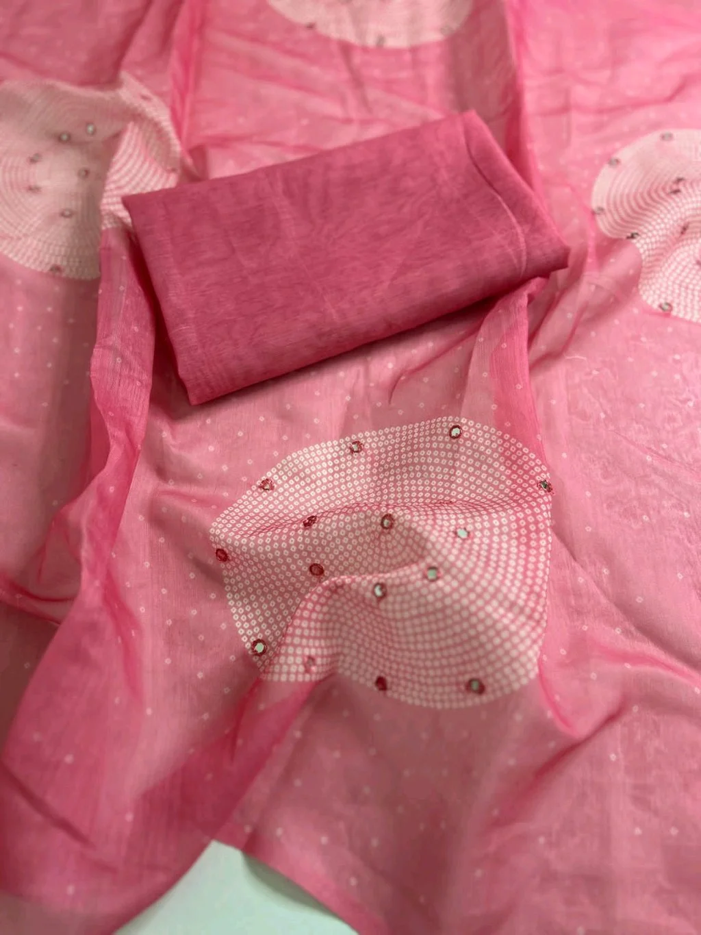 Soft Cotton Fabric Set with Pearl Mirror Work thumbnail 7